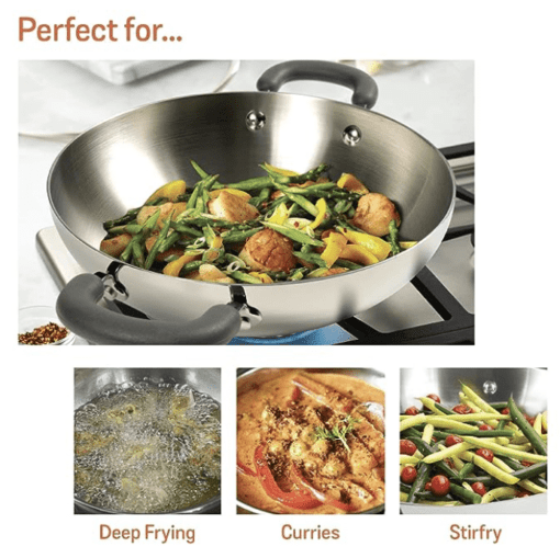 Meyer Trivantage Nickle Free Stainless Steel Triply Cookware Kadai 30cm Large - Image 2